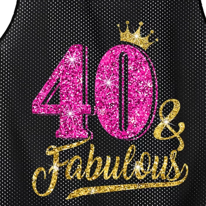 40 Years Old Gift 40 & Fabulous 40th Birthday Pink Crown Mesh Reversible Basketball Jersey Tank