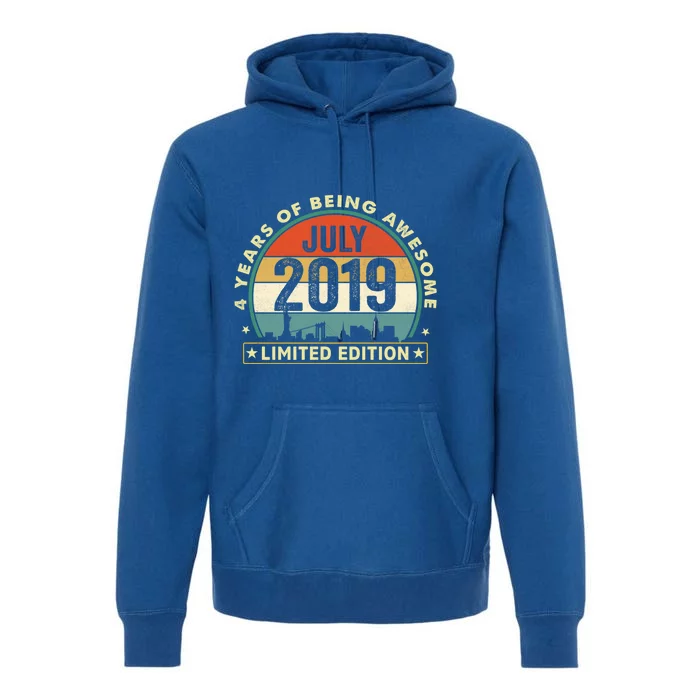 4 Years Old Vintage July 2019 Funny Gift 4th Birthday Gift Premium Hoodie