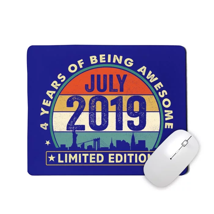 4 Years Old Vintage July 2019 Funny Gift 4th Birthday Gift Mousepad