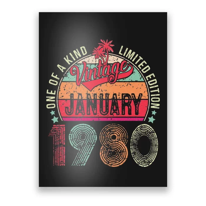 43 Years Old Gift January 1980 Limited Edition 43th Birthday Poster