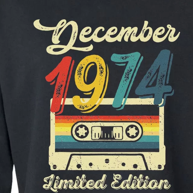 48 Years Old Gift Retro December 1974 Cassette 48th Birthday Cropped Pullover Crew