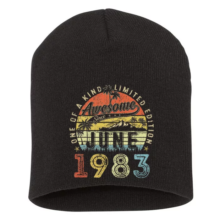 40 Year Old Awesome Since June 1983 40th Birthday Short Acrylic Beanie