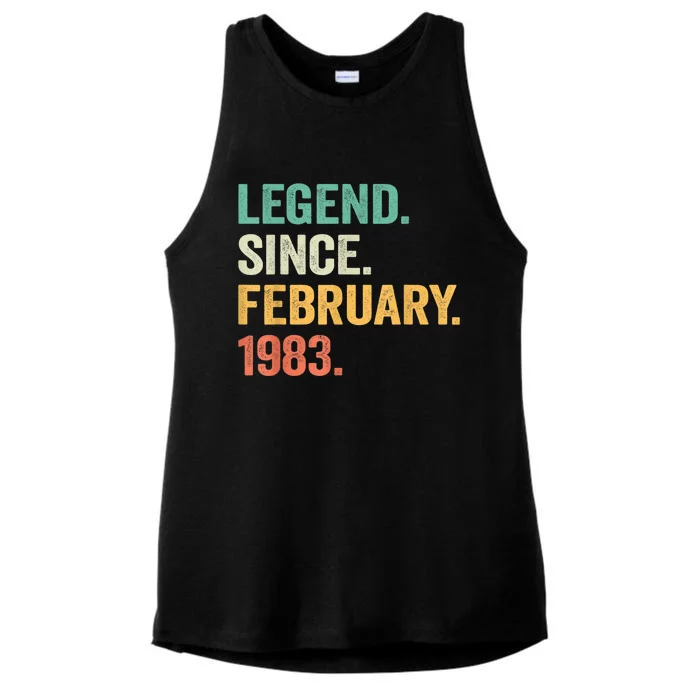 40 Years Old Gifts Legend Since February 1983 40th Birthday Ladies Tri-Blend Wicking Tank