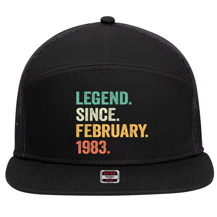 40 Years Old Gifts Legend Since February 1983 40th Birthday 7 Panel Mesh Trucker Snapback Hat