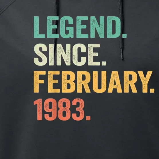 40 Years Old Gifts Legend Since February 1983 40th Birthday Performance Fleece Hoodie