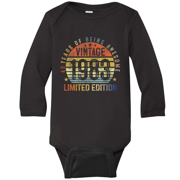 40 Year Old Gifts Vintage 1983 Limited Edition 40th Birthday Baby Long Sleeve Bodysuit