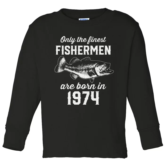 49 Year Old Fisherman Fishing 1974 49th Birthday Toddler Long Sleeve Shirt