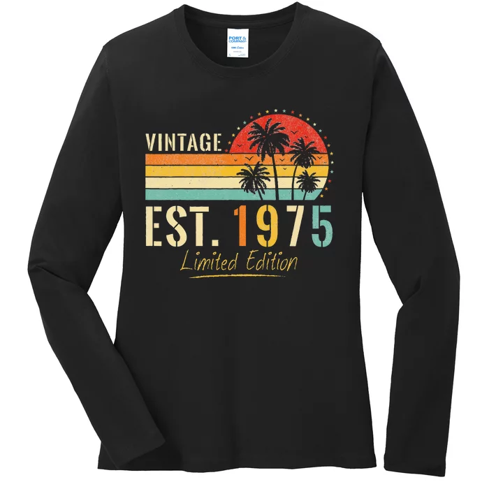 48 Years Old Vintage Est 1975 Limited Edition 48th Birthday Ladies Long Sleeve Shirt