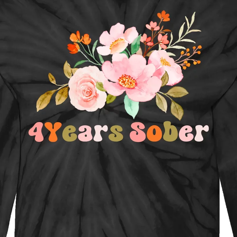 4 Years Sober Gift Sober Anniversary Gift Sobriety Gift Recovery Soberversary Tie-Dye Long Sleeve Shirt