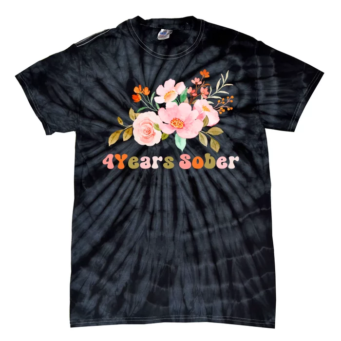 4 Years Sober Gift Sober Anniversary Gift Sobriety Gift Recovery Soberversary Tie-Dye T-Shirt