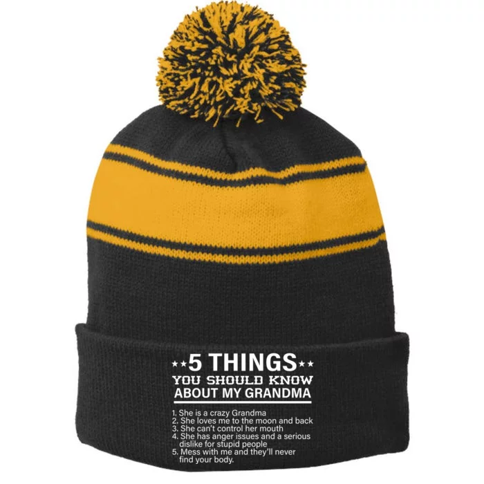 5 Things You Should Know About My Crazy Grandma Stripe Pom Pom Beanie