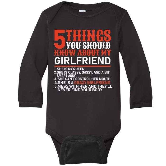 5 Things You Should Know About My Girlfriend Baby Long Sleeve Bodysuit