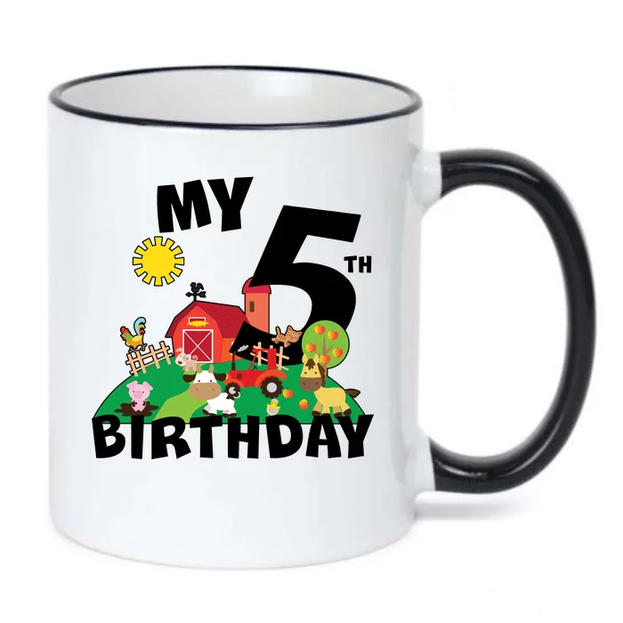 5 Year Old Farm My 5th Birthday Black Color Changing Mug