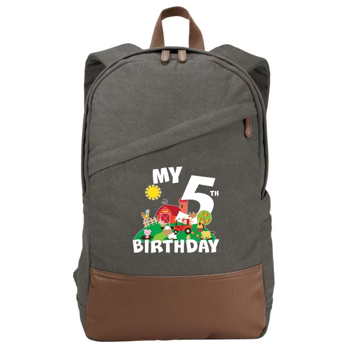 5 Year Old Farm My 5th Birthday Cotton Canvas Backpack