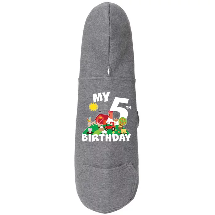 5 Year Old Farm My 5th Birthday Doggie 3-End Fleece Hoodie