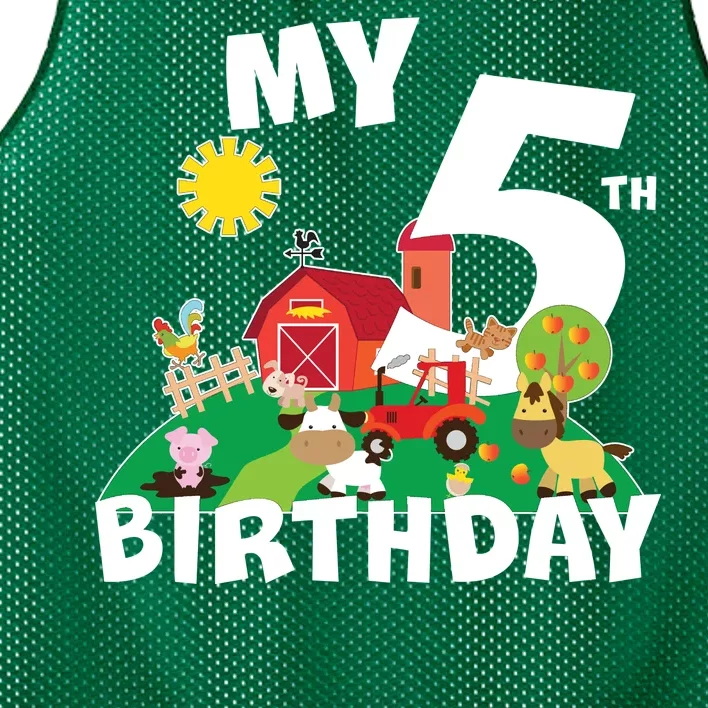 5 Year Old Farm My 5th Birthday Mesh Reversible Basketball Jersey Tank