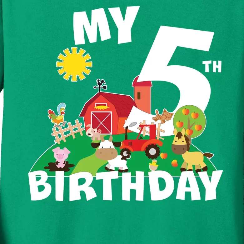 5 Year Old Farm My 5th Birthday Kids Long Sleeve Shirt