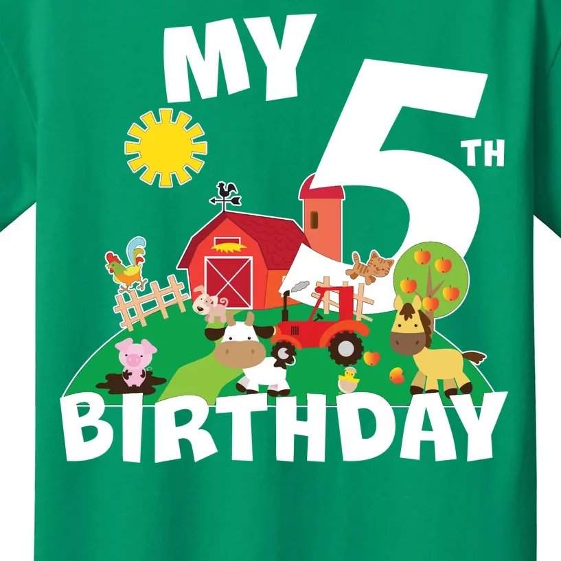 5 Year Old Farm My 5th Birthday Kids T-Shirt