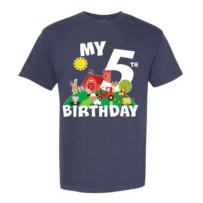 5 Year Old Farm My 5th Birthday Garment-Dyed Heavyweight T-Shirt