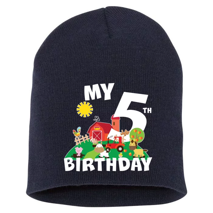 5 Year Old Farm My 5th Birthday Short Acrylic Beanie