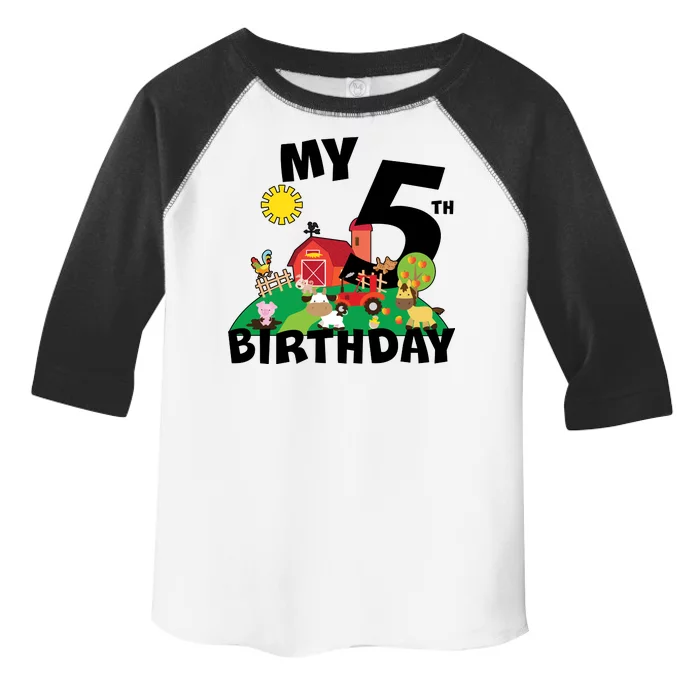 5 Year Old Farm My 5th Birthday Toddler Fine Jersey T-Shirt