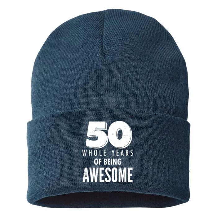 50 Whole Years Of Being Awesome Birthday Sustainable Knit Beanie