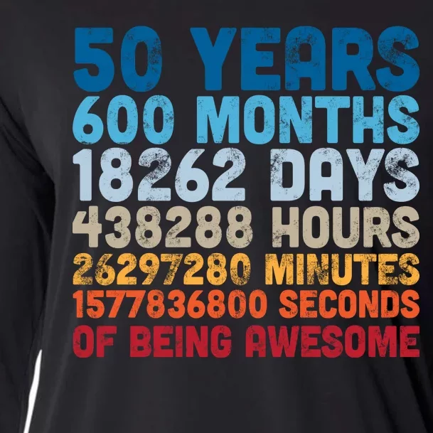 50 Years Months Days Hours Minutes Seconds Of Being Awesome Cooling Performance Long Sleeve Crew