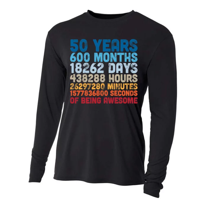 50 Years Months Days Hours Minutes Seconds Of Being Awesome Cooling Performance Long Sleeve Crew