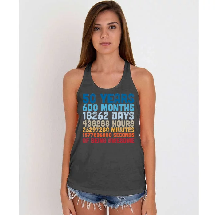 50 Years Months Days Hours Minutes Seconds Of Being Awesome Women's Knotted Racerback Tank