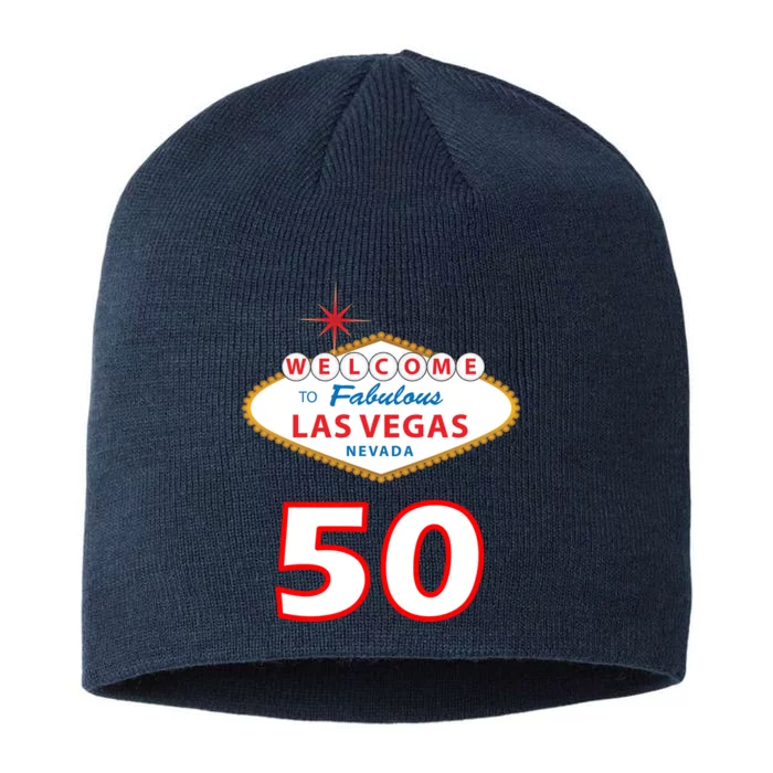 50 Years Old In Vegas - 50th Birthday 8 1/2in Sustainable Knit Beanie