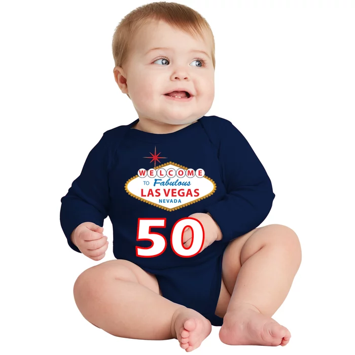 50 Years Old In Vegas - 50th Birthday Baby Long Sleeve Bodysuit