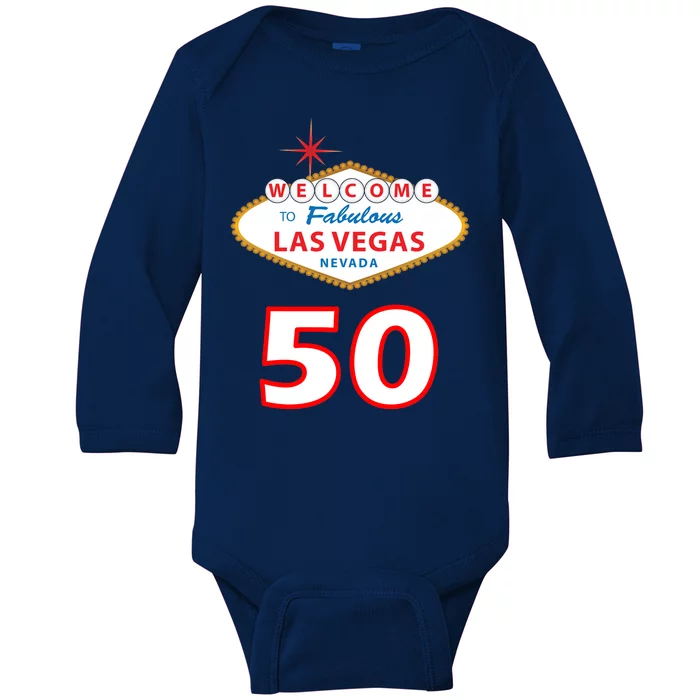 50 Years Old In Vegas - 50th Birthday Baby Long Sleeve Bodysuit