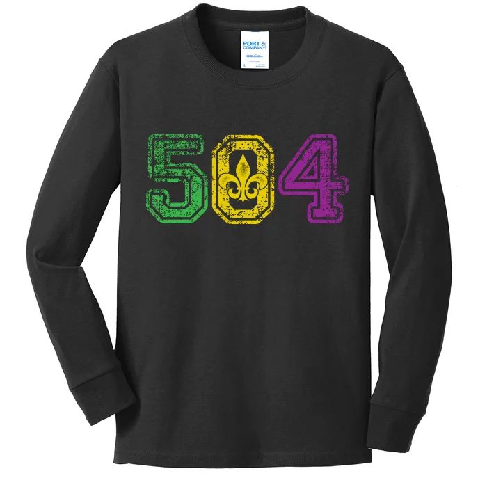 504 New Orleans Mardi Gras Kids Long Sleeve Shirt