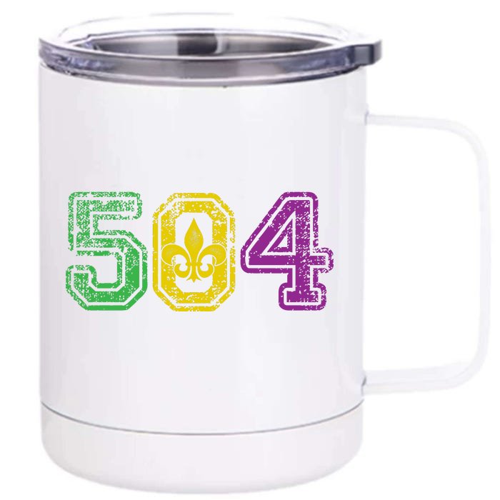 504 New Orleans Mardi Gras Front & Back 12oz Stainless Steel Tumbler Cup