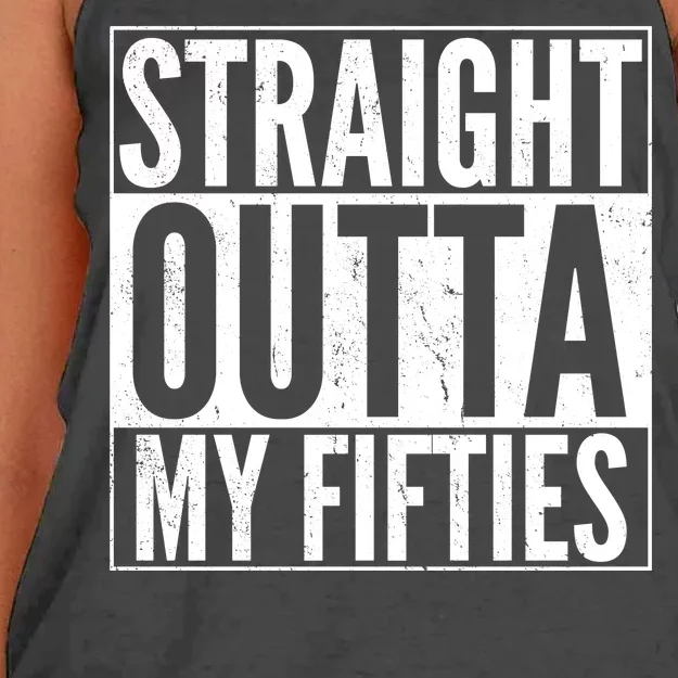 50th Birthday - Straight Outta My Fifties Women's Knotted Racerback Tank