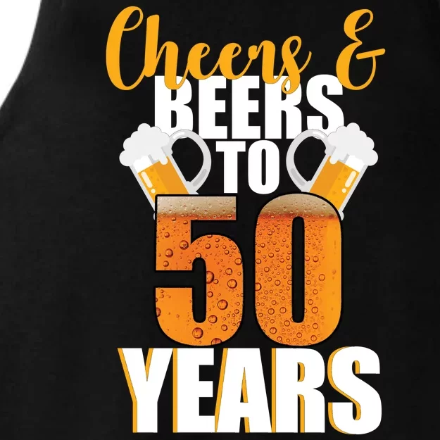 50th Birthday Cheers & Beers To 50 Years Ladies Tri-Blend Wicking Tank