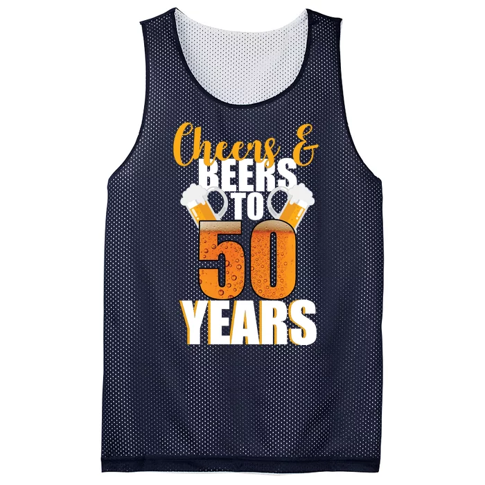 50th Birthday Cheers & Beers To 50 Years Mesh Reversible Basketball Jersey Tank