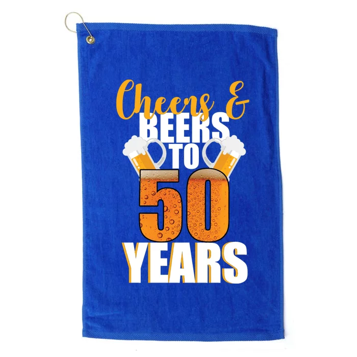 50th Birthday Cheers & Beers To 50 Years Platinum Collection Golf Towel