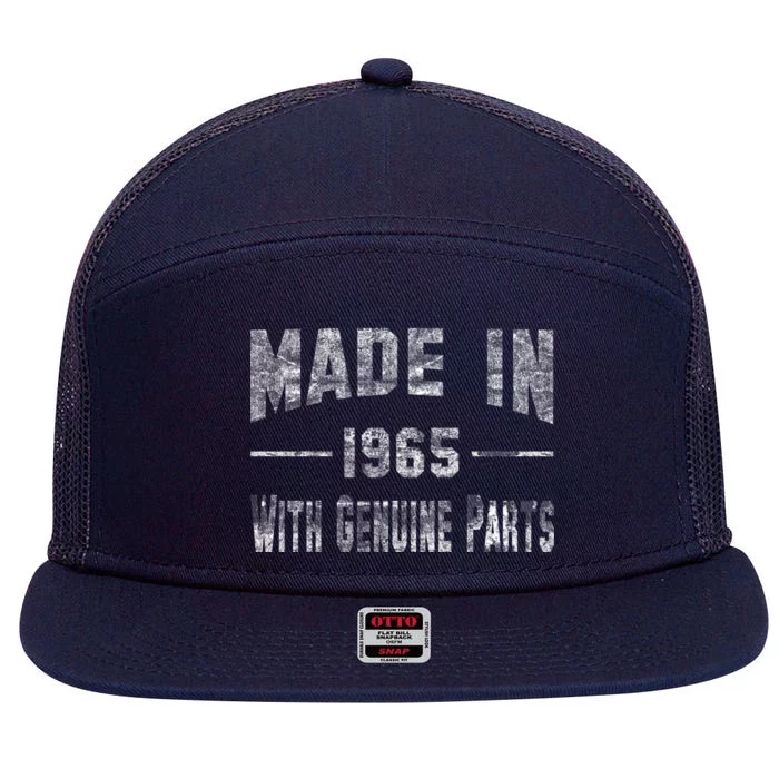 50th Birthday Gift Made In 1965 With Genuine Parts 7 Panel Mesh Trucker Snapback Hat