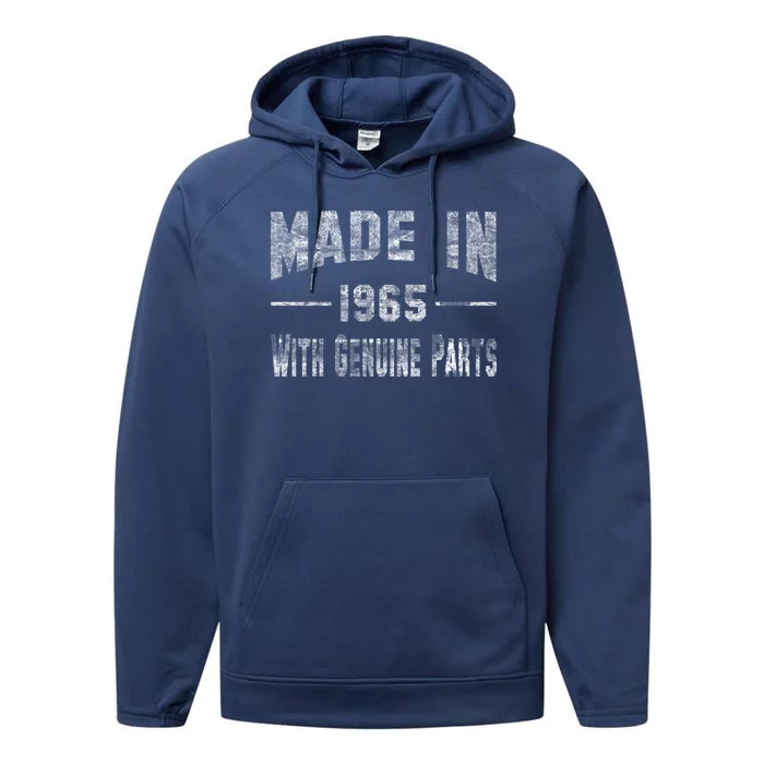 50th Birthday Gift Made In 1965 With Genuine Parts Performance Fleece Hoodie