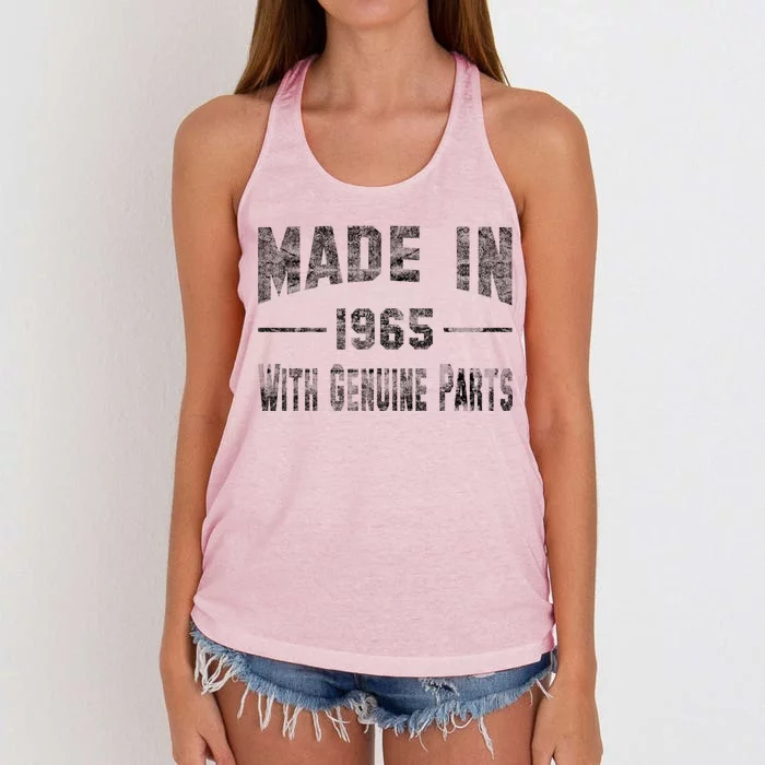 50th Birthday Gift Made In 1965 With Genuine Parts Women's Knotted Racerback Tank