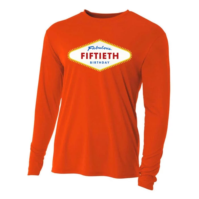 50th Birthday Las Vegas Fabulous fiftieth Cooling Performance Long Sleeve Crew