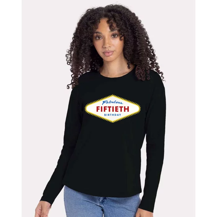 50th Birthday Las Vegas Fabulous fiftieth Womens Cotton Relaxed Long Sleeve T-Shirt