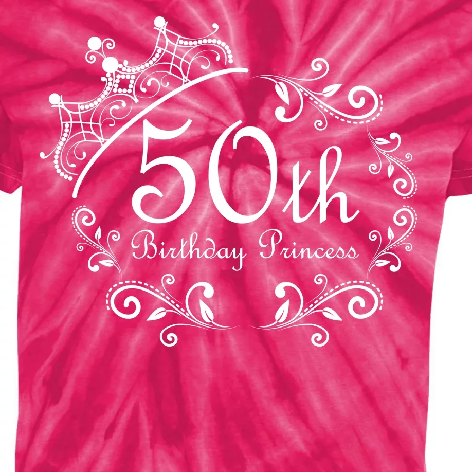 50th Birthday Princess Kids Tie-Dye T-Shirt