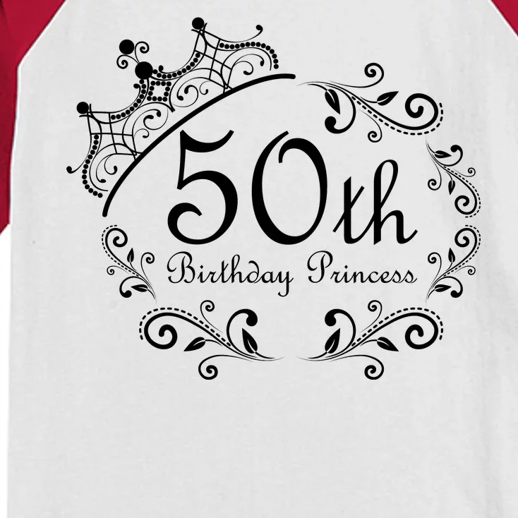 50th Birthday Princess Kids Colorblock Raglan Jersey