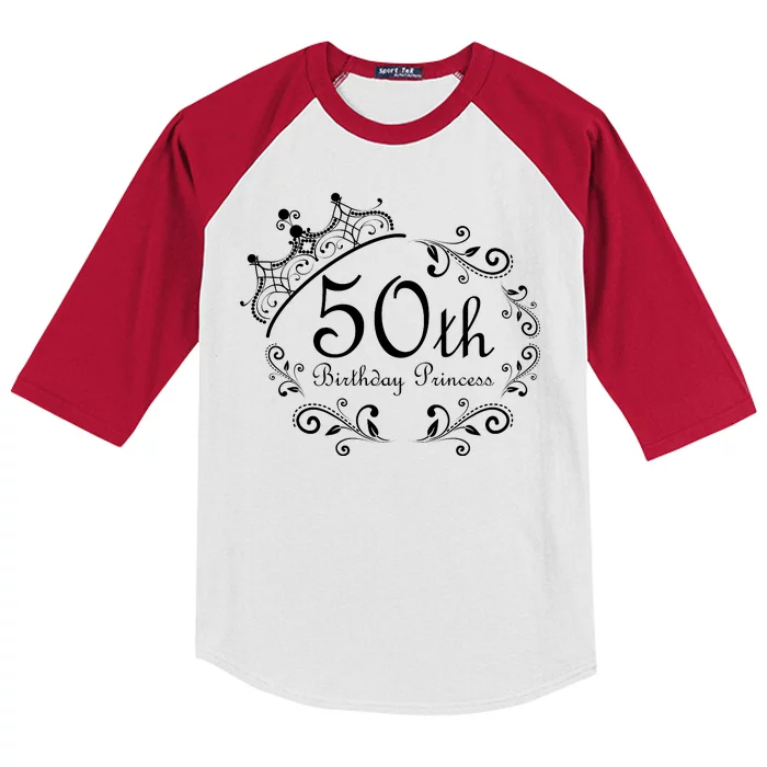 50th Birthday Princess Kids Colorblock Raglan Jersey