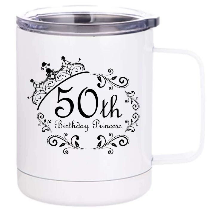 50th Birthday Princess Front & Back 12oz Stainless Steel Tumbler Cup