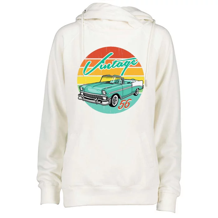 56 1956 Vintage Classic Antique Car Gift Father Day Birthday Womens Funnel Neck Pullover Hood