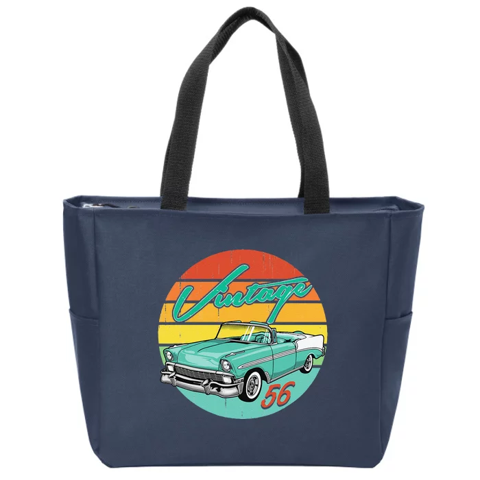 56 1956 Vintage Classic Antique Car Gift Father Day Birthday Zip Tote Bag