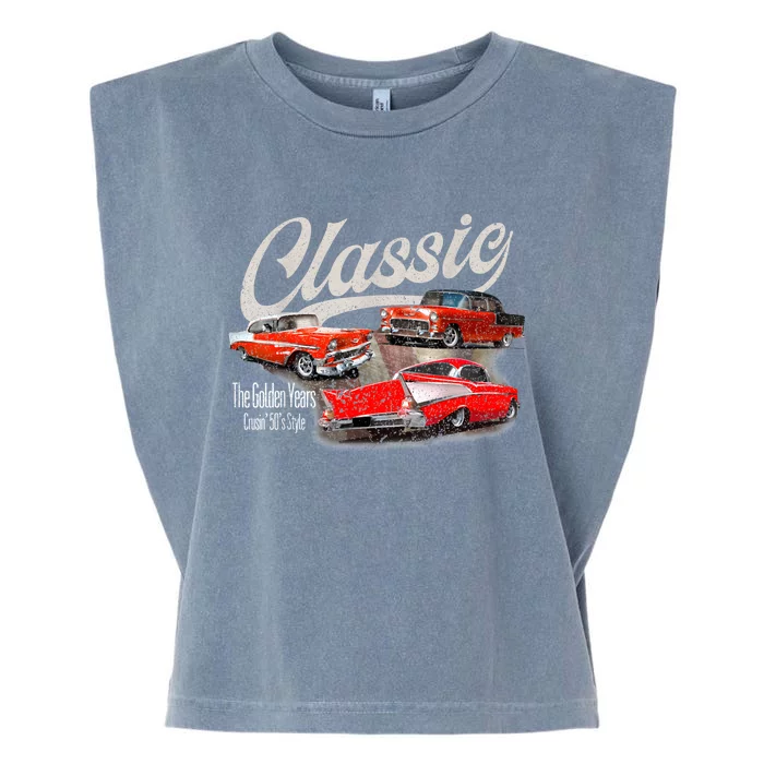 55 56 57 Bel Air Truck Trifive Vintage Cars Garment-Dyed Women's Muscle Tee